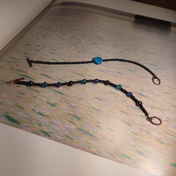 Blue Agate & Glass Beads Handmade Bracelet - Picture 8 of 13